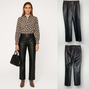 NWOT Newport News Leather Moto Pants Size  10 Buckle Zip Button Belt Vintage